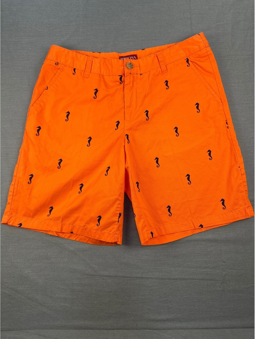 Merona Women's Cotton Shorts Size 8 Orange Seahorse Print